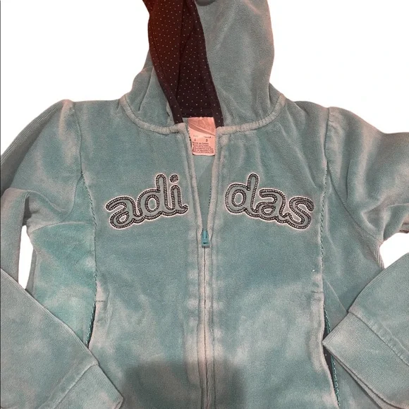 ADIDAS Girls Velour Tracksuit - Picture 2 of 7